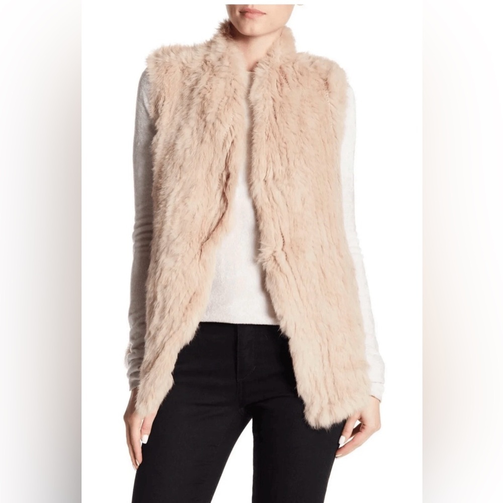 💖 Love Token Genuine Rabbit Fur Vest 🐰 Blush Pink Luxe Layer Size S